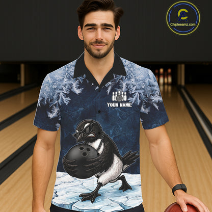 Funny Great Auk Icy Bowling Ball Shirts For Men Custom Snowflake Bowling Jersey, Gift For Bowlers NYN3172