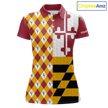 Load image into Gallery viewer, Womens Maryland flag golf polo shirt custom argyle golf polo
