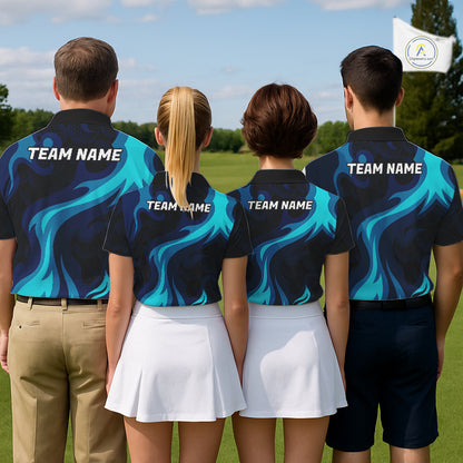 Mens Golf Ball Pattern Shirts Custom Black And Blue Mens Golf Polos Golf Team Outfits NYN3383
