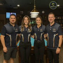 Load image into Gallery viewer, Black &amp; Gold 8 Ball Crown Women's Billiard Polo &amp; 1/4 Zip Shirt Custom Pool Billiard Jerseys NYN2346