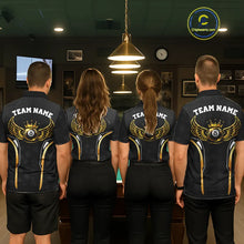 Load image into Gallery viewer, Black &amp; Gold 8 Ball Crown Women's Billiard Polo &amp; 1/4 Zip Shirt Custom Pool Billiard Jerseys NYN2346