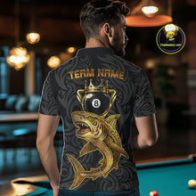 Load image into Gallery viewer, Gold 8 Ball Crown Men's Billiard Team Shirt Custom Shark Tribal Pool Billiard Jerseys NYN2347