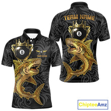 Load image into Gallery viewer, Gold 8 Ball Crown Men's Billiard Team Shirt Custom Shark Tribal Pool Billiard Jerseys NYN2347