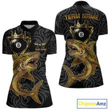 Load image into Gallery viewer, Gold 8 Ball Crown Women's Billiard Team Shirt Custom Shark Tribal Pool Billiard Jerseys NYN2347