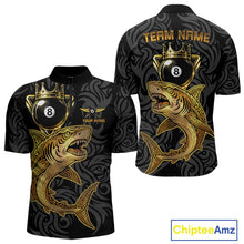 Load image into Gallery viewer, Gold 8 Ball Crown Men's Billiard Team Shirt Custom Shark Tribal Pool Billiard Jerseys NYN2347