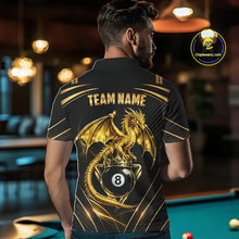 Load image into Gallery viewer, Black &amp; Gold 8 Ball Crown Men's Billiard Team Shirt Custom Dragon Pool Billiard Jerseys NYN2348