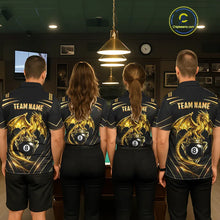 Load image into Gallery viewer, Black &amp; Gold 8 Ball Crown Women's Billiard Team Shirt Custom Dragon Pool Billiard Jerseys NYN2348
