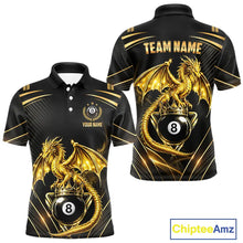 Load image into Gallery viewer, Black &amp; Gold 8 Ball Crown Men's Billiard Team Shirt Custom Dragon Pool Billiard Jerseys NYN2348