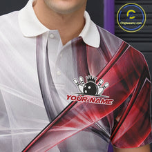 Load image into Gallery viewer, White &amp; Red Smoke Bowling Ball &amp; Pins Shirt For Men Custom Polo 1/4-Zip Team Shirt Bowling Jersey NYN3669