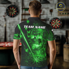 Load image into Gallery viewer, Lightning Green Butterflies Skull Dartboard Custom Men Darts Polo Shirt Dart Jerseys NYN2354