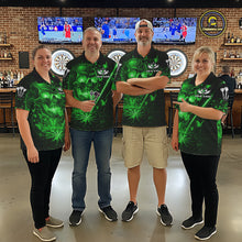 Load image into Gallery viewer, Lightning Green Butterflies Skull Dartboard Custom Men Darts Polo Shirt Dart Jerseys NYN2354