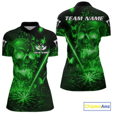 Load image into Gallery viewer, Lightning Green Butterflies Skull Dartboard Custom Women Darts 1/4-Zip Shirt Dart Jerseys NYN2354