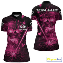 Load image into Gallery viewer, Lightning Pink Butterflies Skull Dartboard Custom Women Darts 1/4-Zip Shirt Dart Jerseys NYN2355