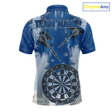 Load image into Gallery viewer, Blue Grey Grunge Dartboard Men Dart Polo &amp; 1/4-Zip Shirt Custom Team Name Dart Jersey For Darters NYN2975