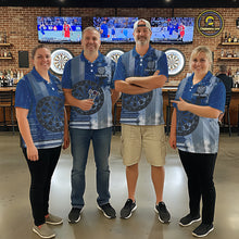 Load image into Gallery viewer, Blue Grey Grunge Dartboard Men Dart Polo &amp; 1/4-Zip Shirt Custom Team Name Dart Jersey For Darters NYN2975