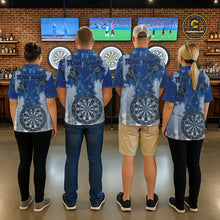 Load image into Gallery viewer, Blue Grey Grunge Dartboard Men Dart Polo &amp; 1/4-Zip Shirt Custom Team Name Dart Jersey For Darters NYN2975