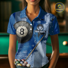 Load image into Gallery viewer, Blue Grey Grunge 8 Ball Pool Shirts Custom Women Billiard Pool Shirts Rack Billiard Team Jerseys NYN2976