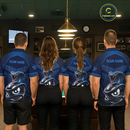 Personalized Funny 8 Ball Pool Cobra Snake Billiard Shirts For Men Billiard Polo & 1/4-Zip Jerseys NYN2988