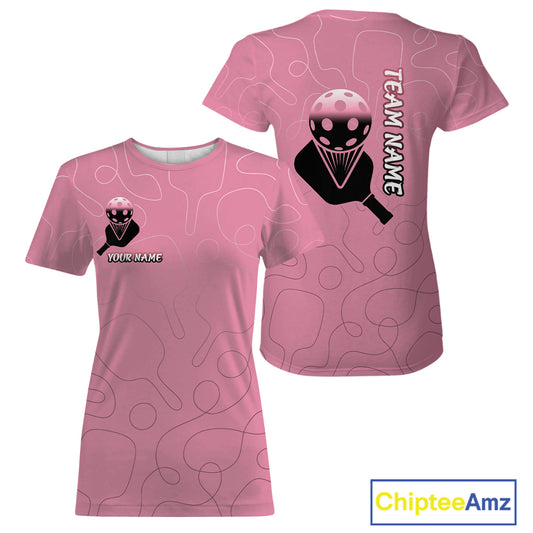 Custom Black And Pink Pickleball T-Shirt For Women Outfit Paddle Pickleball Team Shirt NYN0936