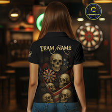 Load image into Gallery viewer, Custom Grunge Skull Dartboard Patriotic Dart Women Polo Shirt US Flag Dart Jerseys NYN1562