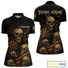 Load image into Gallery viewer, Custom Grunge Skull Dartboard Patriotic Dart Women 1/4-Zip Shirt US Flag Dart Jerseys NYN1562