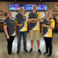 Load image into Gallery viewer, Yellow Fiery Rooster Fury Dart Arrow Men Funny Darts Polo Shirt Custom Name Darts Jersey NYN2114