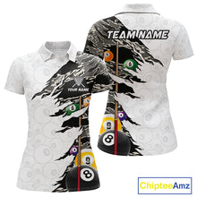 Load image into Gallery viewer, 8 Ball 9 Ball Billiard Cue Shirt For Women Custom Grey Camo Pool Team Jersey