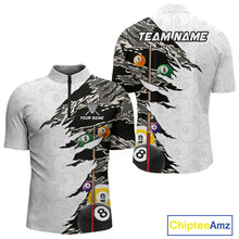 Load image into Gallery viewer, 8 Ball 9 Ball Billiard Cue Shirt For Men Custom Grey Camo Pool Team Jersey