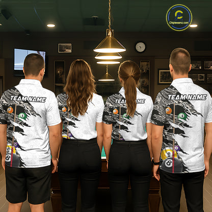 8 Ball & 9 Ball Pool Billiard Cue Shirt For Women Custom Grey Camo Billiard Team Jersey NYN3426