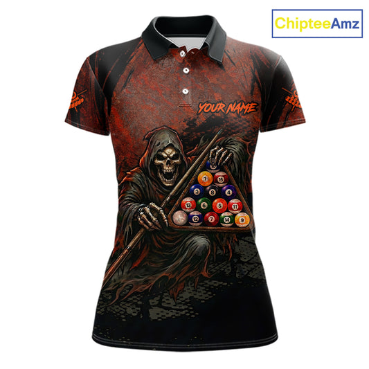 Custom Black And Gold 8 Ball 9 Ball Break Glass Billiard Shirt For Women, Pool Billiard Clothes Jersey NYN3019