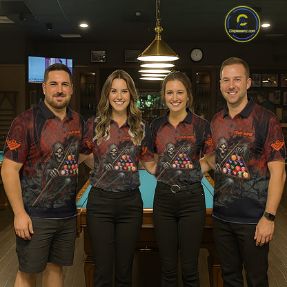 Custom Black And Gold 8 Ball 9 Ball Break Glass Billiard Shirt For Men, Pool Billiard Clothes Jersey NYN3019