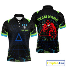Load image into Gallery viewer, Multi Color Techno Grid &amp; Bull Men's Darts Shirt - Custom Name For Darts Jersey NYN0475