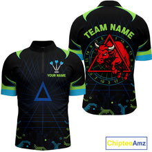 Load image into Gallery viewer, Multi Color Techno Grid &amp; Bull Men's Darts Shirt - Custom Name For Darts Jersey NYN0475