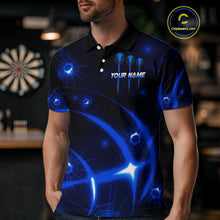 Load image into Gallery viewer, Lightning Dart Arrow Custom Blue Darts Polo Shirt For Men - Darts Team Jersey NYN0718