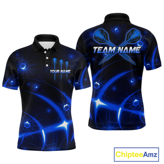 Lightning Dart Arrow Custom Blue Darts Polo Shirt For Men - Darts Team Jersey NYN0718