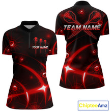 Load image into Gallery viewer, Lightning Dart Arrow Custom Red Darts Quarter-Zip Shirt For Women - Darts Team Jersey NYN0719