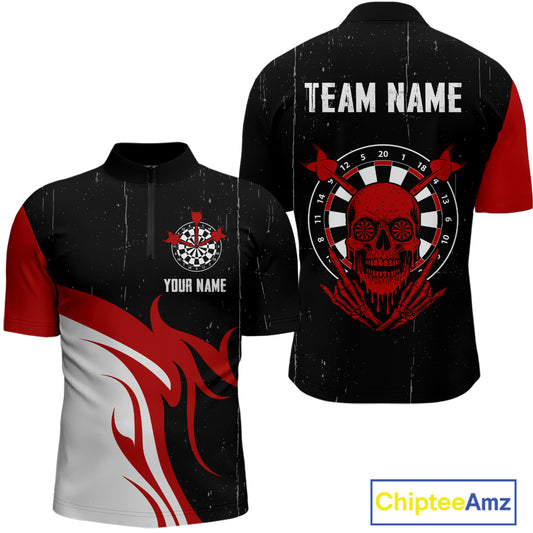 Red Skull Dartboard Grunge Custom Dart Shirt For Men, Dart Team Jerseys NYN0116