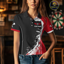 Load image into Gallery viewer, Fiery Rooster Fury Dart Arrow Women's Funny Darts Shirt - Custom Name For Darts Jersey NYN0477