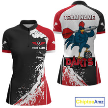 Load image into Gallery viewer, Fiery Rooster Fury Dart Arrow Women's Funny Darts Shirt - Custom Name For Darts Jersey NYN0477