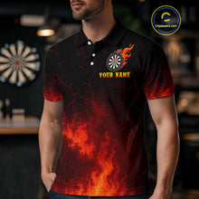 Load image into Gallery viewer, Medieval Power Darts Team Shirt For Men - Flaming Dartboard &amp; Castle | Custom Name NYN0485