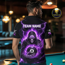 Load image into Gallery viewer, Fire Flame Grim Reaper Holding 8 Ball Pool Men Polo &amp; 1/4-Zip Shirt Personalized Billiard Gifts NYN2434
