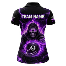 Load image into Gallery viewer, Fire Flame Grim Reaper Holding 8 Ball Pool Women  Polo &amp; 1/4-Zip Shirt Personalized Billiard Gifts NYN2434