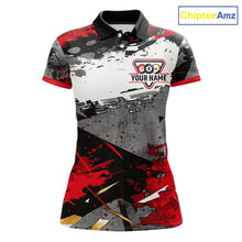 Load image into Gallery viewer, Black, White And Red Grunge Paint Billiard Pool Shirts For Women Custom 8 Ball Billiard Team Attire NYN3019