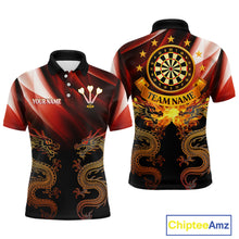 Load image into Gallery viewer, Flame Dragons With Golden Darts Men's Darts Team Shirt - Custom Name For Players NYN0500