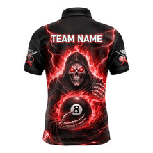 Load image into Gallery viewer, Red Flames Grim Reaper Holding 8 Ball Pool Men Polo &amp; 1/4-Zip Shirt Personalized Billiard Gifts NYN2662