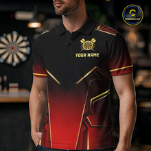 Load image into Gallery viewer, Black, Red And Gold Crown Dartboard Men Darts Polo &amp; 1/4-Zip Shirts Custom Darts Outfits Team Jersey NYN3035