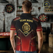 Load image into Gallery viewer, Black, Red And Gold Crown Dartboard Men Darts Polo &amp; 1/4-Zip Shirts Custom Darts Outfits Team Jersey NYN3035