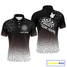 Load image into Gallery viewer, Men's Custom Dart Shirt, Darts Hitting The Bullseye With Black-To-White Gradient NYN0249
