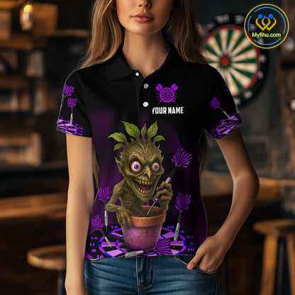 Plant Mage With Purple Darts Women's Funny Darts Shirt - Custom Name For Players NYN0511