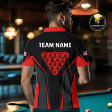 Load image into Gallery viewer, Black And Red Billiard Ball Pool Men Polo &amp; 1/4-Zip Shirt Custom 8 Ball 3D Billiards Jerseys NYN2451